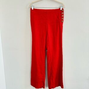 Elevenses Edisto red linen blend wide-leg pants, Size 4